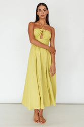 Maravilhosa Keyhole Halter Midi Dress Lime
