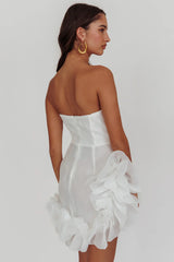 L'amour Toujours Frill Accent Mini Dress White