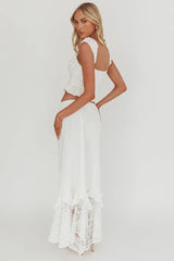 Liora Lace Hem Ruffle Maxi Skirt White