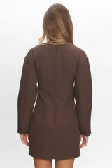 Hendrix Long Sleeve Mini Dress Chocolate