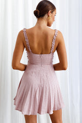 Illia Frill Trim Textured Dress Mauve