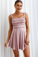 Illia Frill Trim Textured Dress Mauve