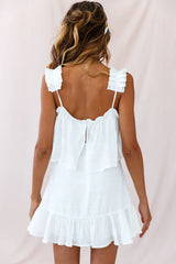 Drifter Layered Bust Pleated Strap Dress White