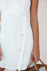 Pamela Spaghetti Strap Halterneck Dress White