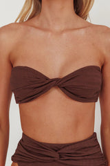 Monique Twist Bandeau Bikini Top Chocolate Texture