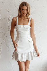 Riverside Ruffle Hem Mini Dress White