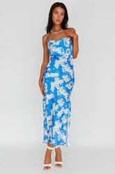 Sherilyn Criss-Cross Back Midi Dress Blue Floral