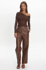 Fair Play Faux Leather Pants Coffee
