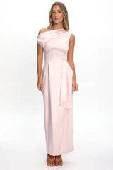 Tova Draped One-Shoulder Maxi Dress Pink