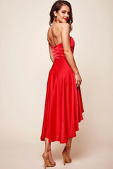 Mia Strapless A-Line Midi Dress Red