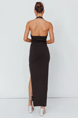 Leading Role Diamante Strap Halter Dress Black