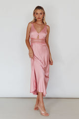 Honeybee Lace Trim Maxi Dress Blush