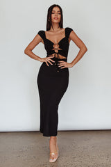 Iconic Cut-Out Bodice Midi Dress Black