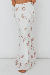 Light Aura Maxi Skirt Print White Tan