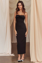This Magic Moment Bow Bust Midi Dress Black