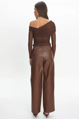 Fair Play Faux Leather Pants Coffee