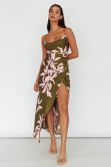 Morea Cowl Neck Maxi Dress Floral Green
