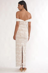 Jewelene Off-Shoulder Maxi Dress Lace White