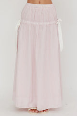 Salty Sea Side Bow Maxi Skirt Blush Stripe