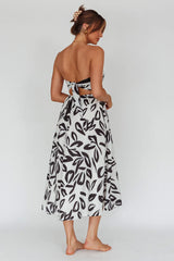 Randi Tie-Back Maxi Dress Leaf Print Beige