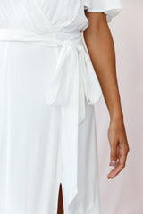 Friday Surplice Neckline Front Split Maxi Dress White