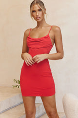 Well Versed Cowl Neck Bodycon Mini Dress Red
