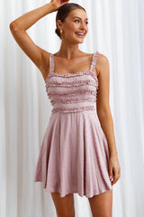 Illia Frill Trim Textured Dress Mauve