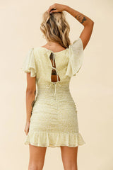Merritt Ruched Tie Back Detail Dress Speckle Print Green