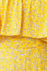 Kiya Layered Bandeau Maxi Dress Leaf Print Mustard