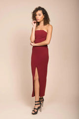 Payton Sexy Bodycon Midi Dress Burgundy