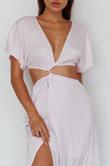Getaway Cut-Out Waist Midi Dress Pink