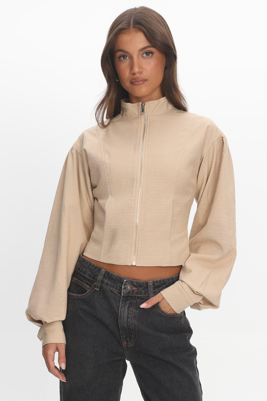LIONESS Eclipse Jacket Beige Plaid
