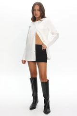 Vikki Round Neck Structured Top Cream