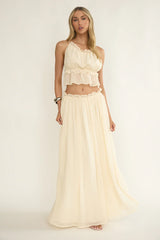 Marivelle String Tie Open Back Top Oyster