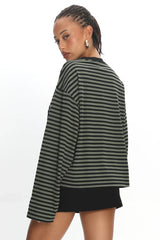 LIONESS Bloom Long Sleeve Forest Stripe